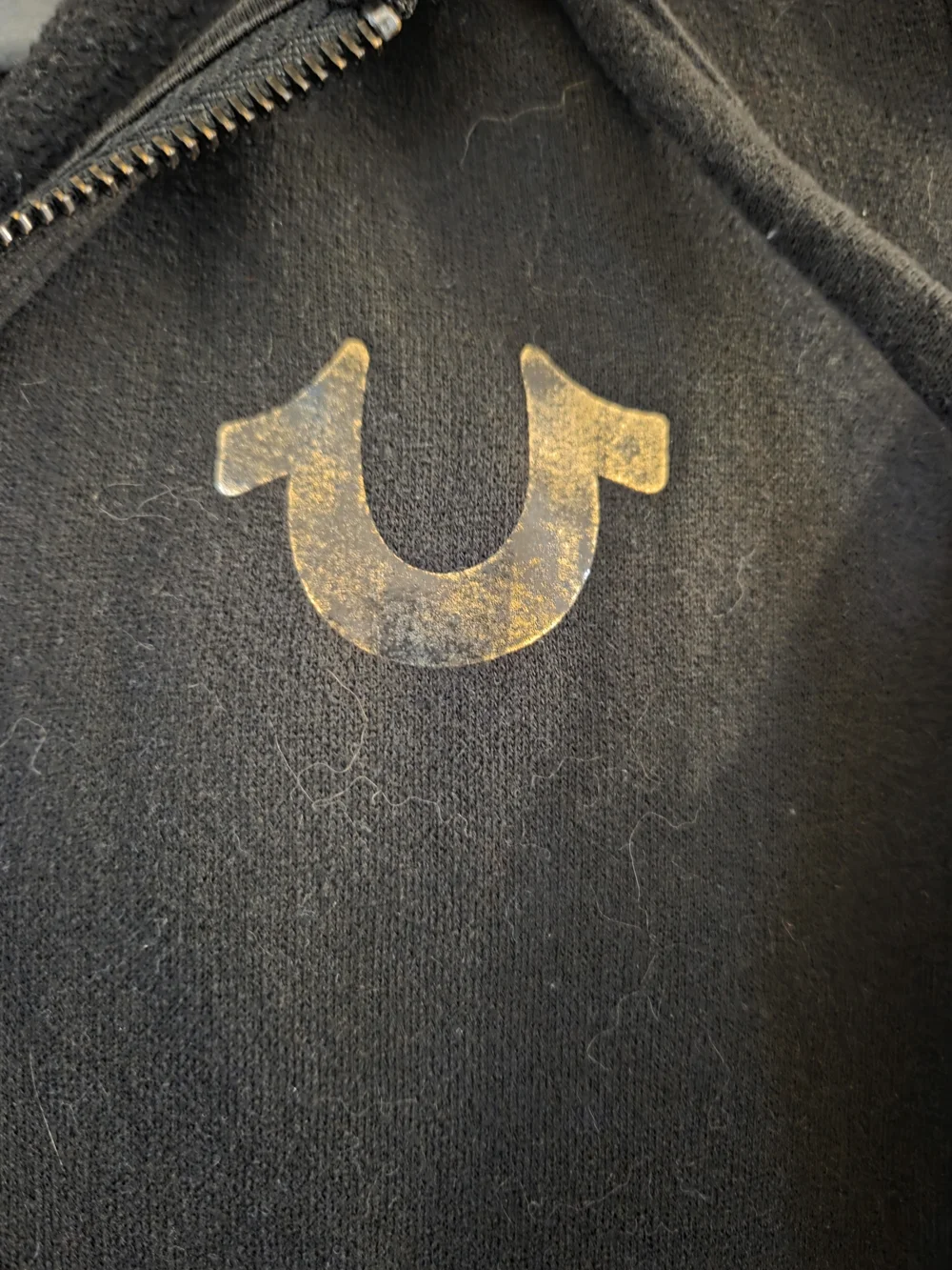True Religion Black Zip-Up Hoodie with Gold Logo